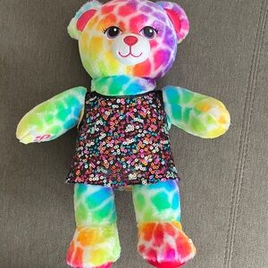 Build-A-Bear Colorful ZUMBA Tie-Dye Bear with Sequin Dress